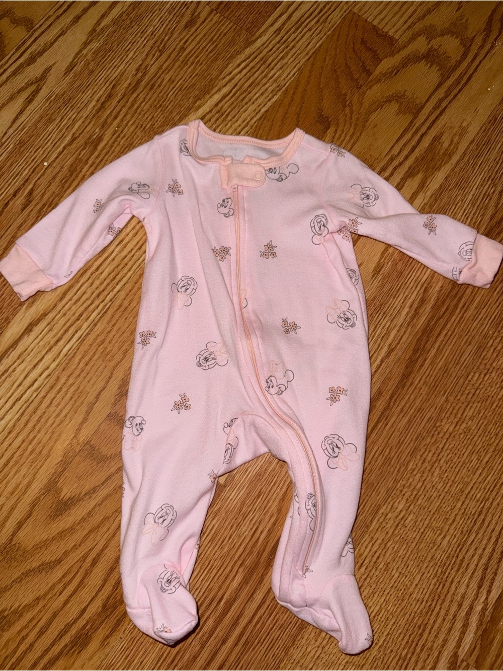 Disney Light Pink Footed One-Piece Sleeper with Character Print